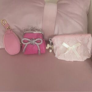 Pink Quilted Mini Bag with Bow Accent